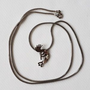 Black Hills Sterling Silver And 12k Gold Kokopelli Pendant Necklace